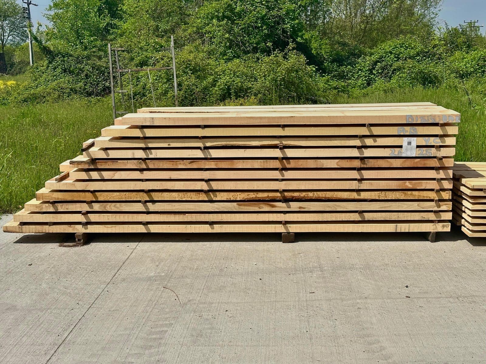 Lumber bundled in our yard, ready to ship.