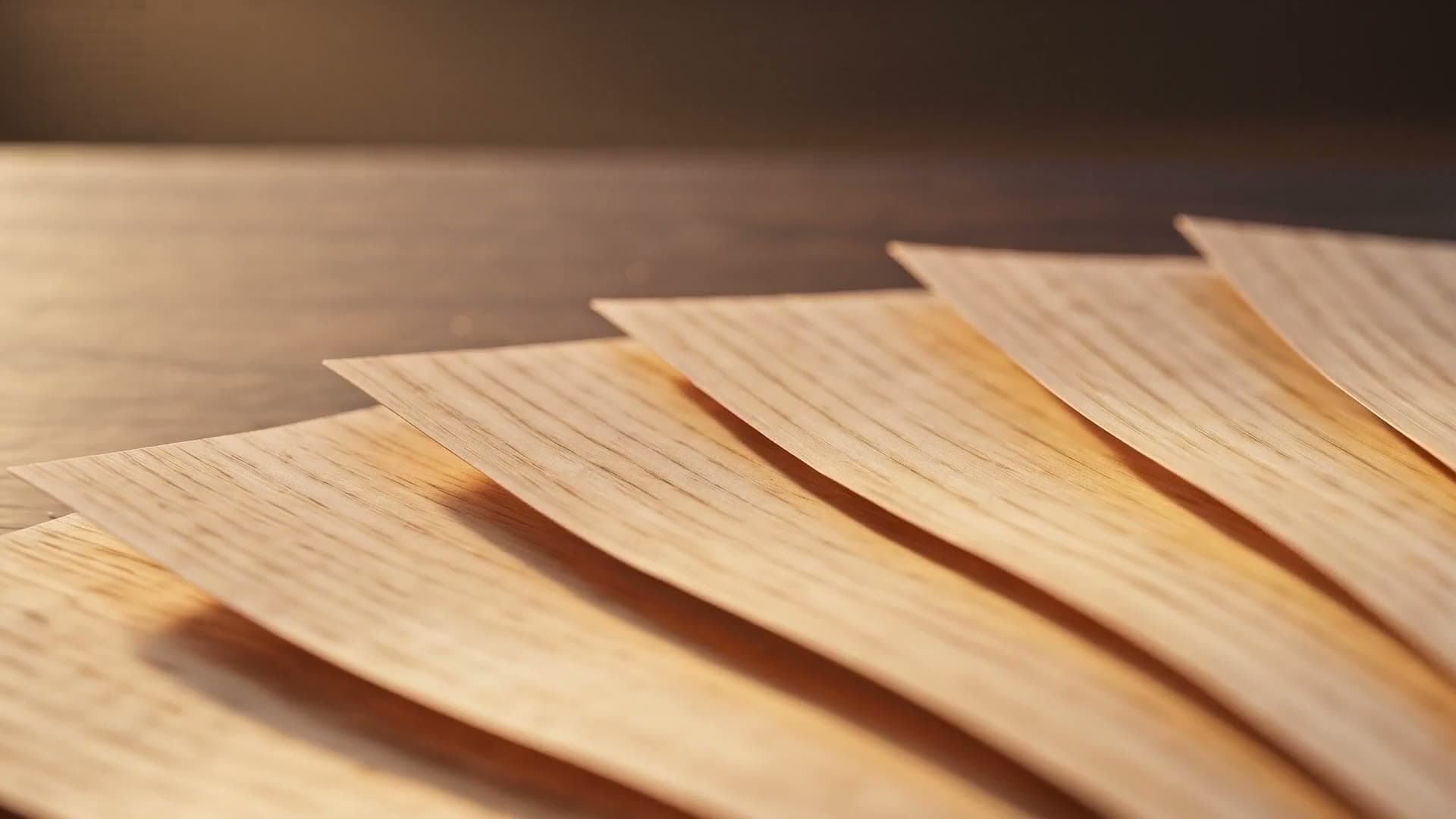 A fan of thin oak veneer leaves